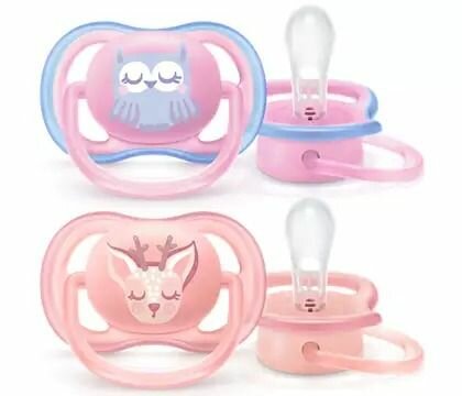 Пустышка Philips Avent ultra air с футляром для хранения и стерилизации 2шт 0-6месяцев SCF085/05, розовый