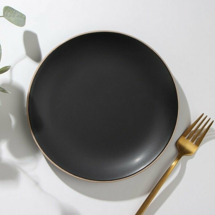 Тарелка керамическая десертная Доляна "Ваниль", d-19,5 см, цвет черный