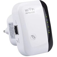 Wi-Fi усилитель беспроводного интернет сигнала до 300м с индикацией / Wi-Fi repeater, репитер, ретранслятор до 300 Мбит/сек, евровилка. Цвет: белый