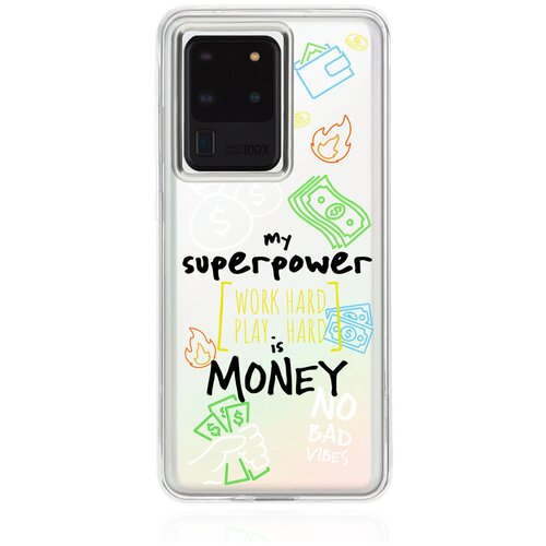 Прозрачный силиконовый чехол MustHaveCase для Samsung Galaxy S20 Ultra My Superpower is Money для Самсунг Галакси С20 Ультра Противоударный прозрачный силиконовый чехол musthavecase для samsung galaxy s23 ultra my superpower is money