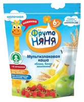 Каша ФрутоНяня молочная мультизлаковая с яблоком, бананом, земляникой (с 6 месяцев) 200 г, 9 шт.