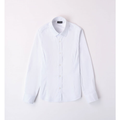 фото Школьная рубашка sarabanda, прямой силуэт, на пуговицах, длинный рукав, без карманов, манжеты, однотонная, размер xl, белый