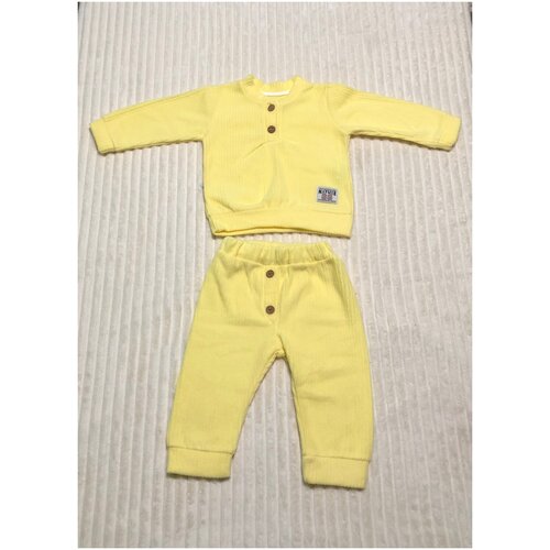 фото Комплект одежды beboo для девочек, кофта и брюки, повседневный стиль, размер 6 мес, желтый