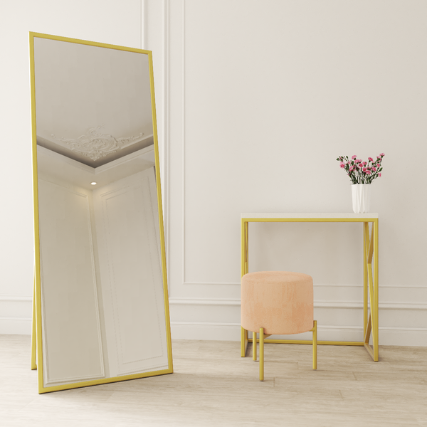 Зеркало напольное в полный рост 160х60 квадрарум в золотой металлической раме