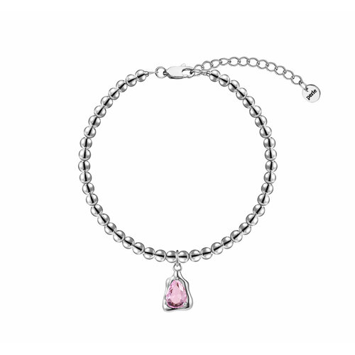 Браслет PETITE PERLE, кристалл, 1 шт., размер 17 см, размер one size, серебристый, розовый