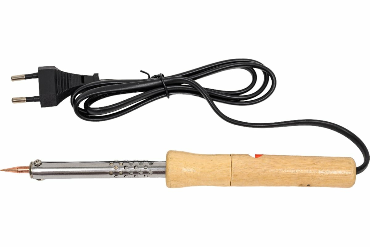 фото Паяльник онлайт 90 224 OSE-Pes06-40W-KP 40Вт конус прямой деревянная ручка