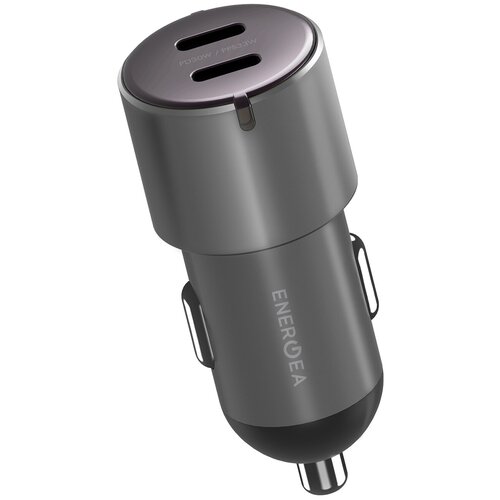 Автомобильное зарядное EnergEA Alu Drive D60 2*USB-C PD/PPS 66W, Aluminium Gunmetal