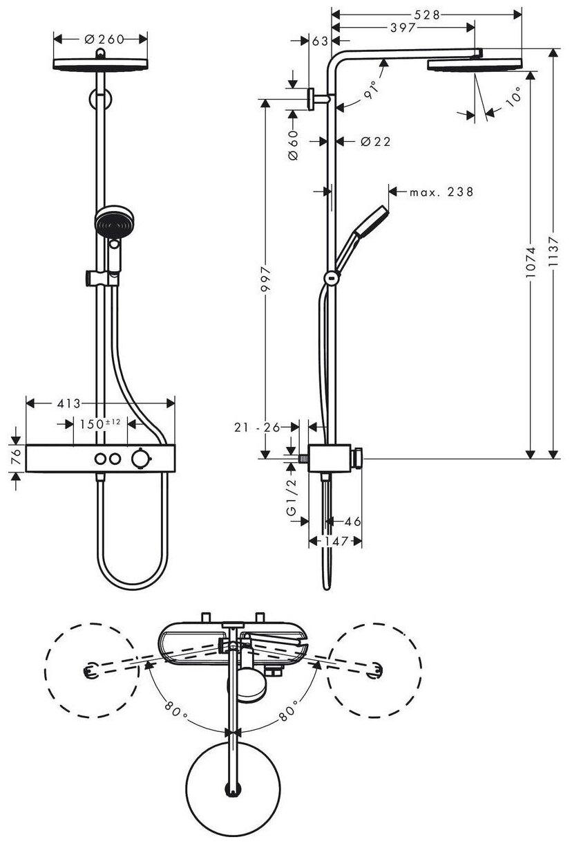 Душевая стойка Hansgrohe Pulsify ShowerTablet Select 24220000 - фото №2