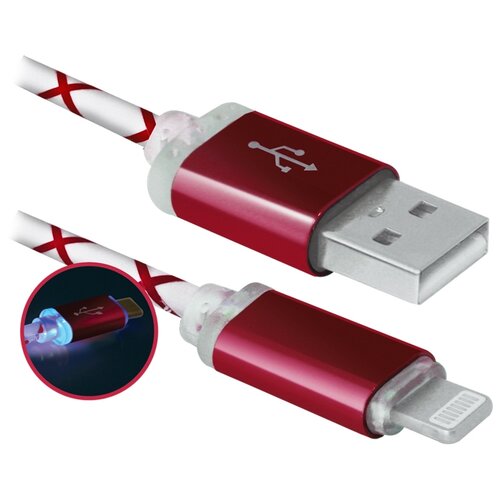 фото Кабель Defender USB - Apple Lightning (ACH03-03LT) 1 м красный