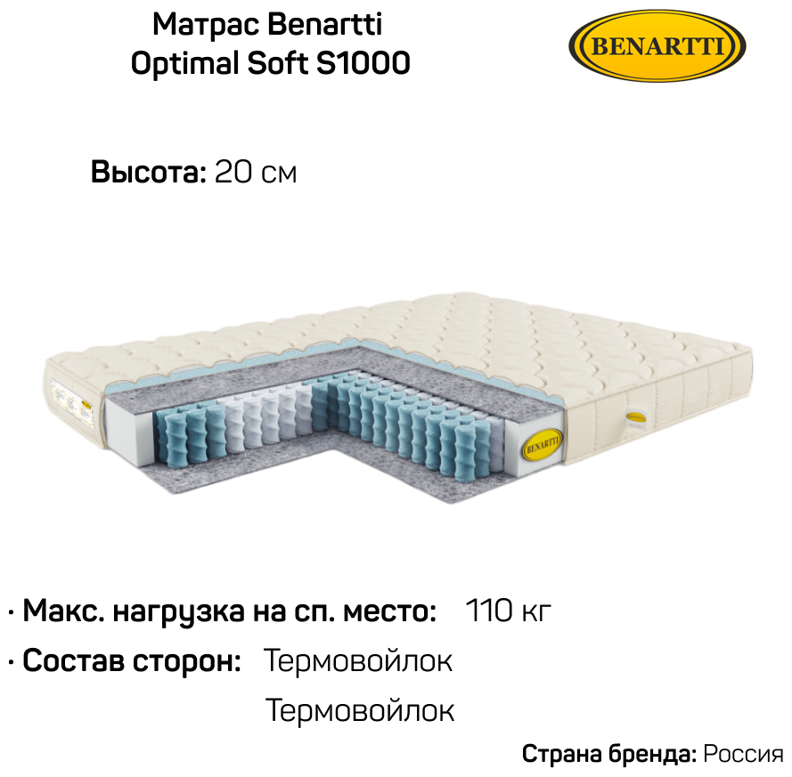 Матрас Benartti Optimal Soft S1000 (90 / 186)