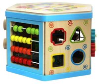 Развивающая игрушка База игрушек Куб-лабиринт 7 в 1 бежевый/голубой