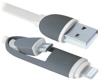 Кабель Defender USB - microUSB/Apple Lightning (USB10-03BP) 1 м черный