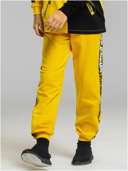 Школьные брюки джоггеры ИНОВО, размер 116, желтый