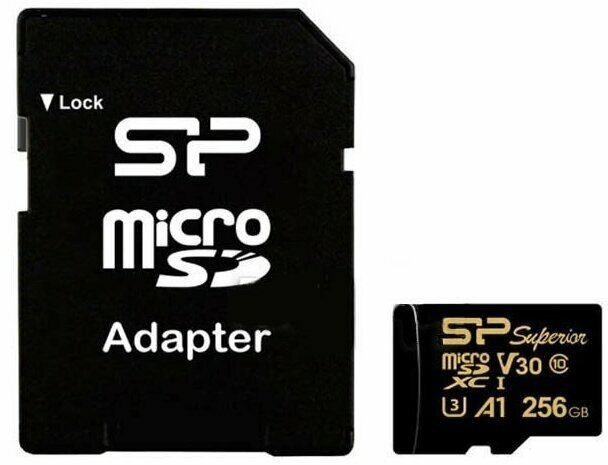 Флеш карта microSD 256GB Silicon Power Superior Golden A1 microSDXC Class 10 UHS-I U3 A1 100/80 Mb/s (SD адаптер)