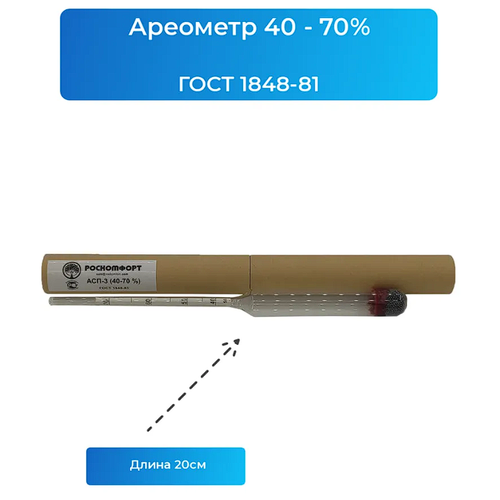 Спиртометр ареометр АСП-3 40-70% ГОСТ