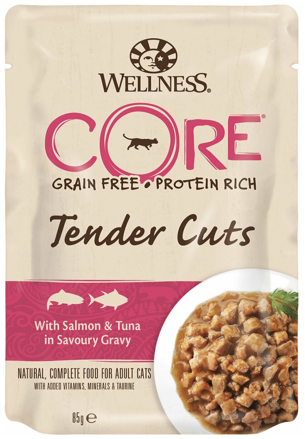 CORE CAT TENDER CUTS для взрослых кошек с нежными кусочками лосося и тунца в соусе (85 гр х 24 шт) - фотография № 3