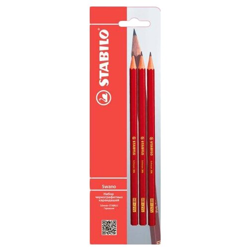 фото Stabilo набор чернографитных карандашей swano 3 шт (306/3-b)