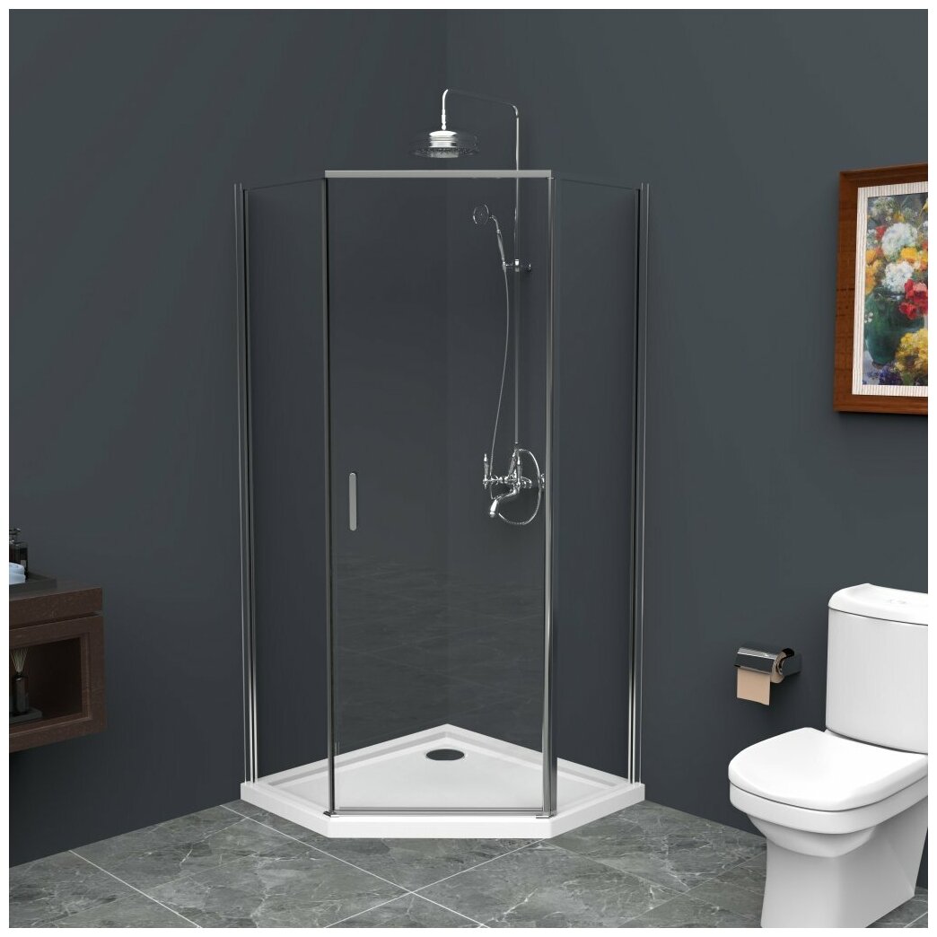 Душевой уголок BelBagno UNO-195-P-1-80-C-Cr 80х80 стекло прозрачное/профиль хром