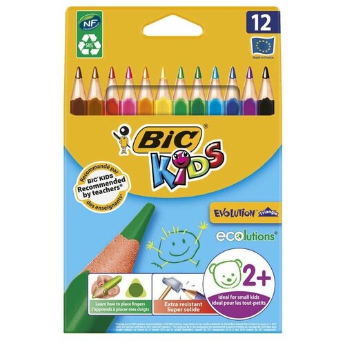 Карандаши цветные Kids Evolution Triangle, 12 цветов