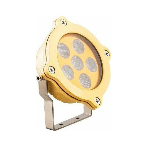 Накладной подводный светодиодный светильник SLW-07 6W IP68 6LED белый холодный 6000К латунь, длина провода 2м