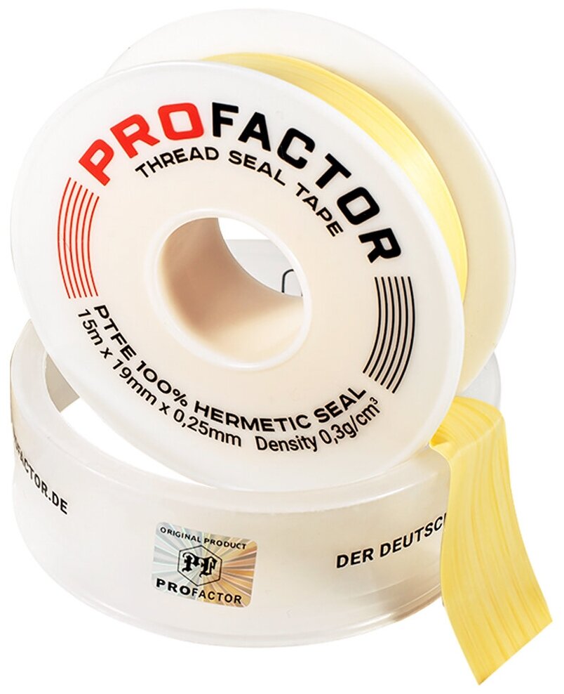 ФУМ лента PROFACTOR PF Professional желтая Ф85 мм 19мм х 0,25мм х 15м PF FE 531