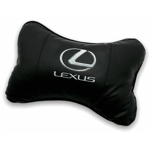 Автомобильная подушка для шеи на подголовник сиденья, автоподушка косточка MejiCar с логотипом Lexus под черный салон