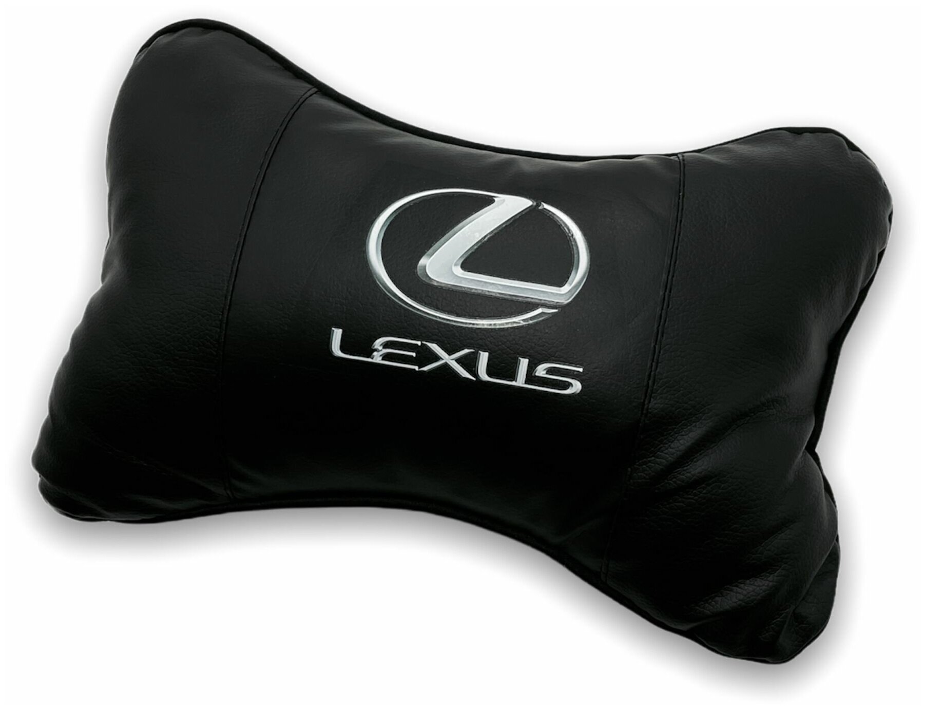 Автомобильная подушка для шеи на подголовник сиденья, автоподушка косточка MejiCar с логотипом Lexus под черный салон