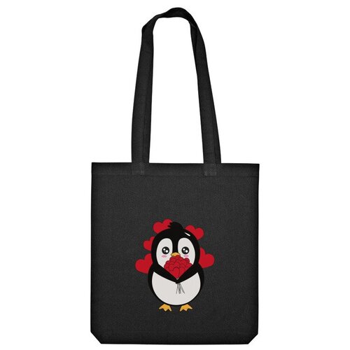 Сумка шоппер Us Basic, черный сумка влюбленный пингвин оранжевый