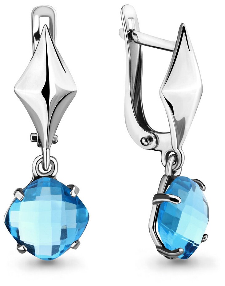 Серьги AQUAMARINE, серебро, 925 проба, топаз