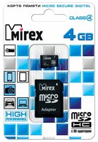 Карта памяти Mirex microSDHC Class 4 4GB + SD adapter