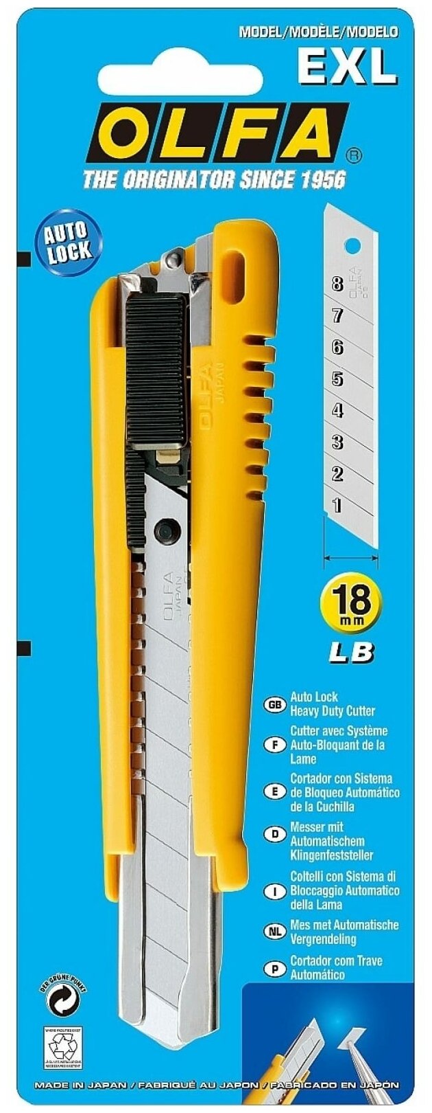 Нож Olfa OL-EXL, с выдвижным лезвием, с автофиксатором, 18мм - фотография № 4