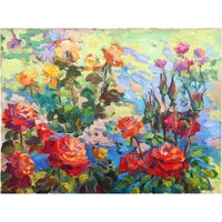 Картина маслом "Розы в моем саду" 40*30 см