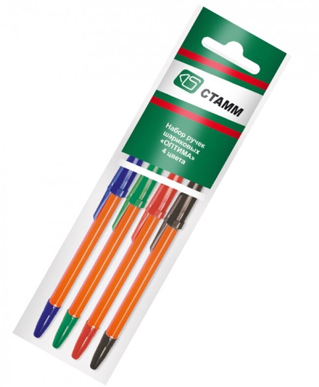 Стамм Шариковые ручки "Оптима", 4 цвета