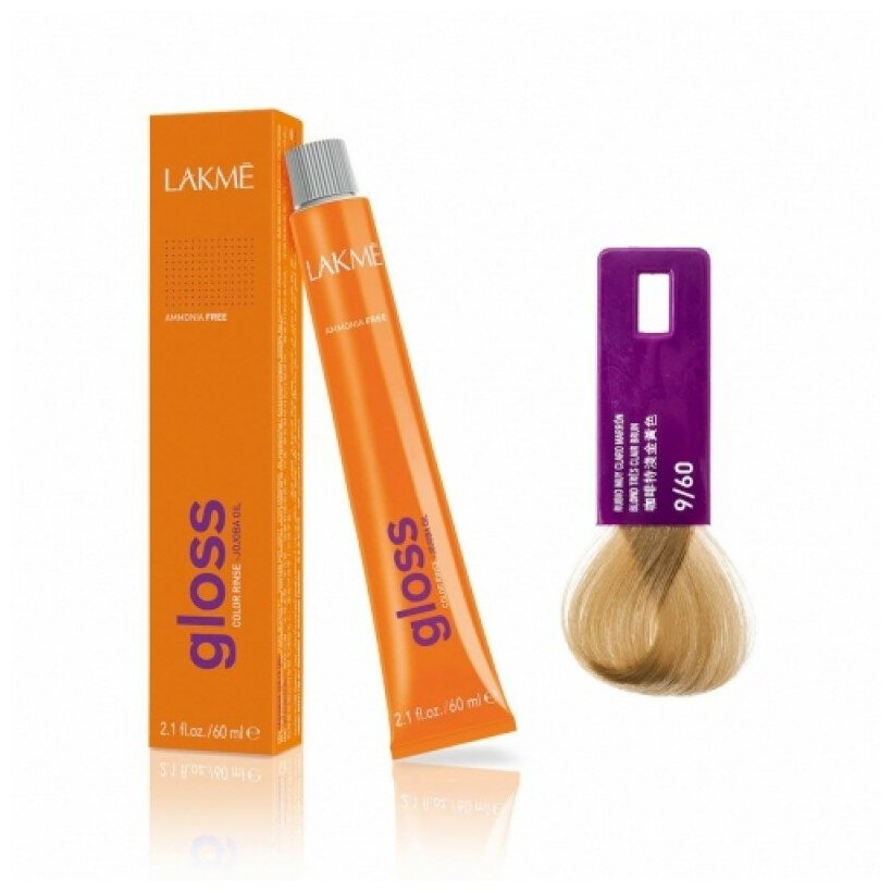 LAKME Крем-краска Lakme Gloss, тонирующая, тон 9/60 Светлый блондин коричневый, 60 мл