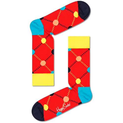 черные носки big dot sock в цветной горох Носки Happy Socks, 2 пары, 2 уп., размер 36-40, красный, мультиколор