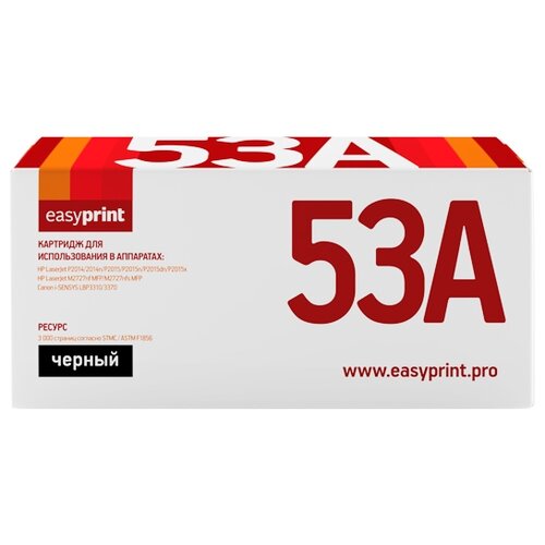 Картридж EasyPrint LH-53A U, 3000 стр, черный лазерный картридж t2 tc h53au 53a q7553a 49a q5949a m2727 p2014 p2015 hp canon черный