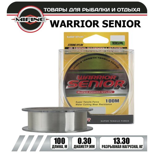 леска warrior senior fluorocarbon 100м 0 35 mm 1 шт Леска рыболовная MIFINE WARRIOR SENIOR (100м); (d - 0,30мм); (тест - 13,3кг)