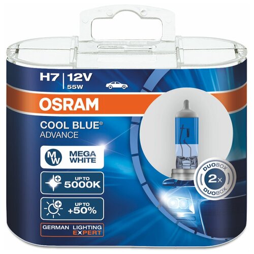 Лампа автомобильная OSRAM 62210CBA H7 12v +50% COOL BLUE 5000K