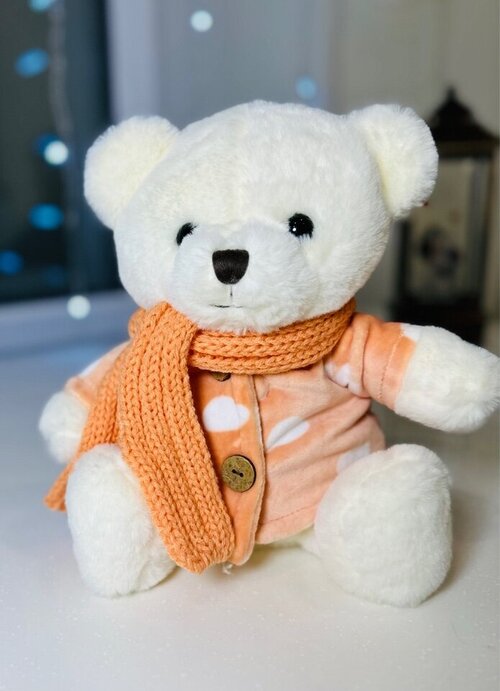 Мягкая игрушка медведь плюшевый, мишка тедди 30 см розово-оранжевая