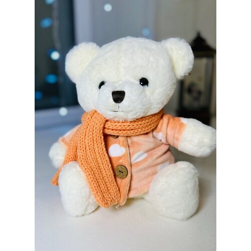 Мягкая игрушка медведь плюшевый, мишка тедди 30 см розово-оранжевая