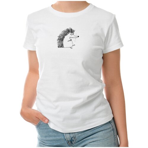 Женская футболка «Ёжик» (2XL, белый)