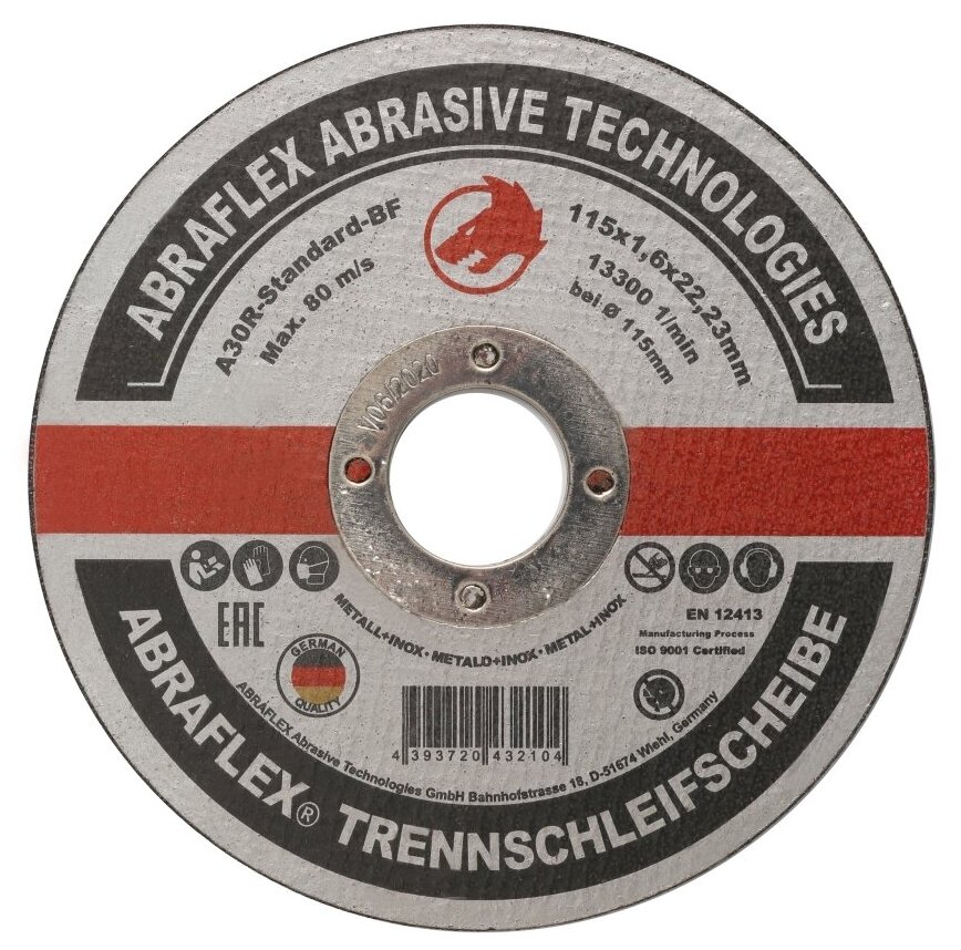 Круг отрезной Abraflex 115x1,6x22,23 A-30 Standard BF (металл+нерж.) (10шт.)