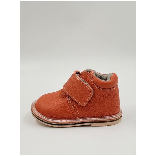 Ботинки ботиночки оранжевые для малыша для садика осень весна на липучке кожаные для девочки и мальчика 14720 размер 20