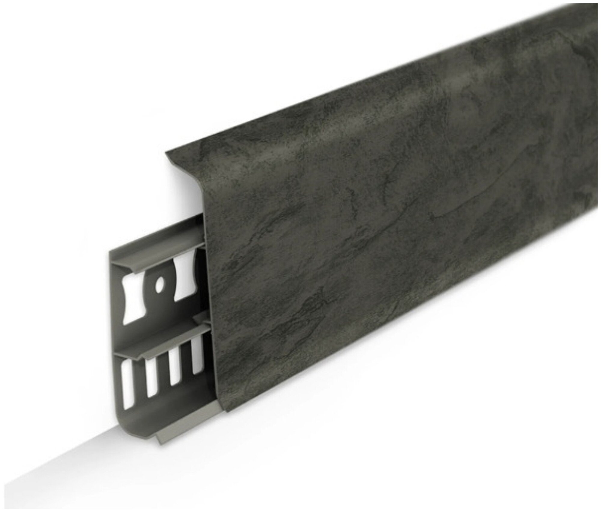 фото Плинтус напольный, ПВХ, цвет Лофт темный, высота 80 мм, длина 2.2 м, комплект 5 шт, со скрытым кабель-каналом, с современным лаконичным дизайном и вы