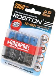 Аккумулятор Ni-Mh 2850 мА·ч ROBITON AA R6 Mignon 2850, 4 шт.