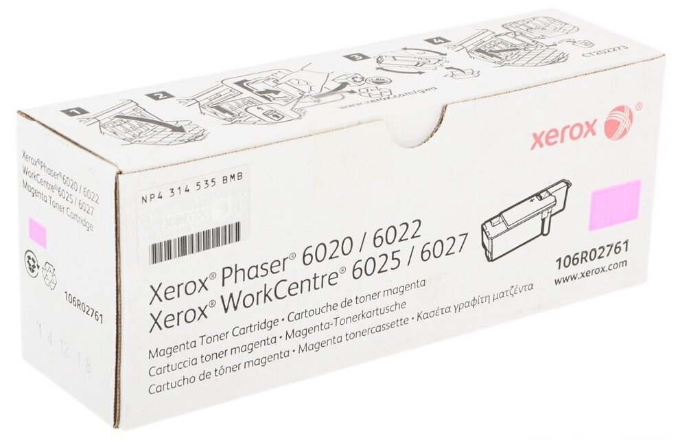 Принт-картридж XEROX 106R02761 малиновый для Phaser 6020/6022/ WC 6025/6027