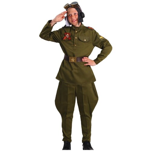 фото Костюм "военный летчик" (цв: зеленый размер: 134 см) пуговка