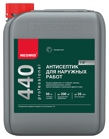 NEOMID (неомид) 440 eco Трудновымываемый антисептик для наружных работ концентрат 1:9, 5 л.