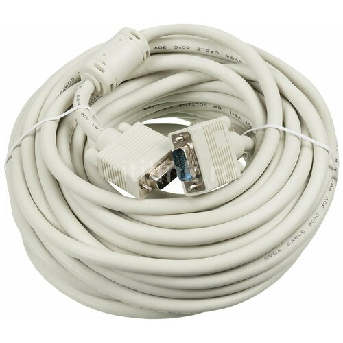 Кабель VGA DB15 (m) - DB15 (m), ферритовый фильтр , 15м, серый [cable15] кабель vga db15 m db15 m ферритовый фильтр 15м серый [cable15]