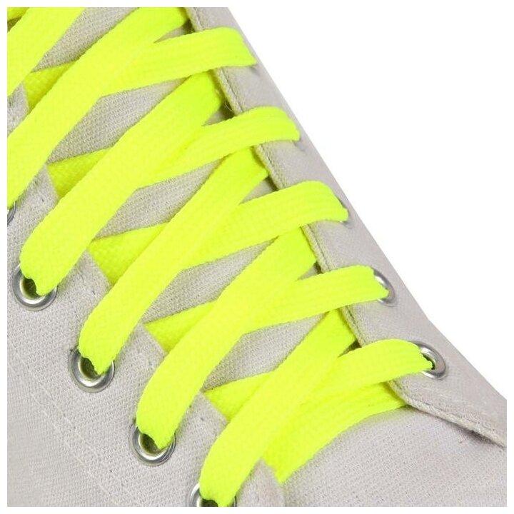 Шнурки для обуви, пара, плоские, 12 мм, 110 см, цвет жёлтый неоновый